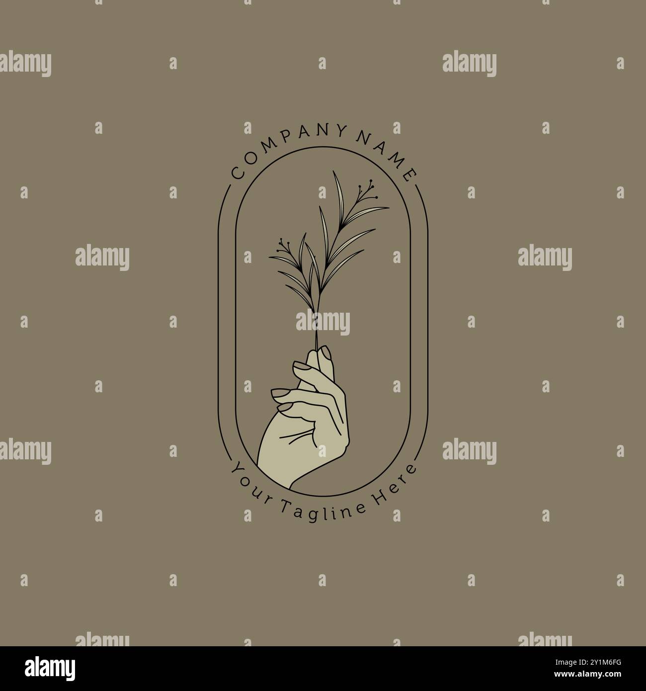 Handgezeichnetes Vektor-Logo mit Blumenmuster im minimalistischen und femininen Stil. Creative Line Art Blumenlogovorlage für Designstudio, Spa, Hochzeit, Blumengeschäft, Schönheit A Stock Vektor