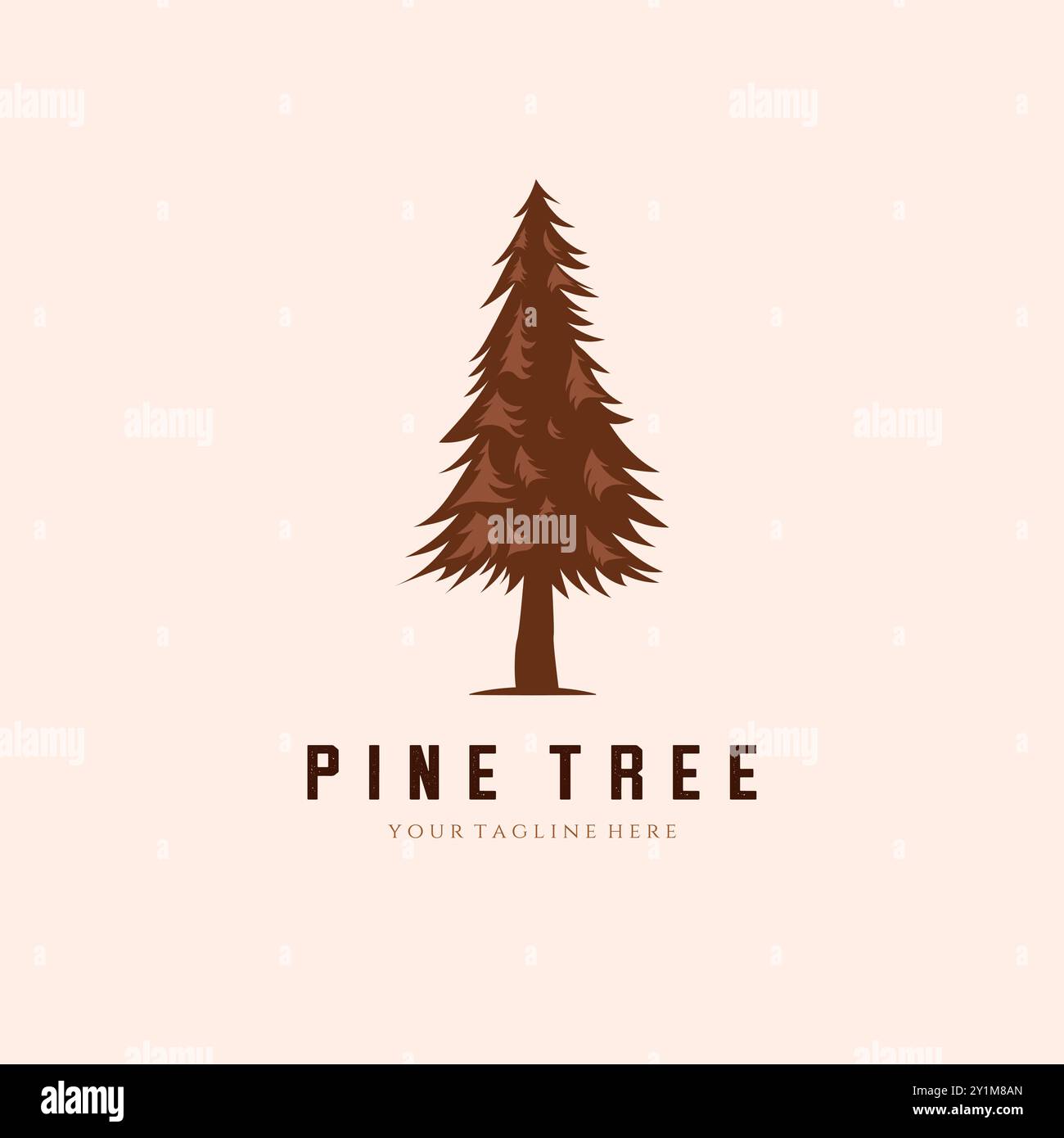 Herbst Pine Tree Vintage Logo Vektor Vorlage Illustration Design Stock Vektor