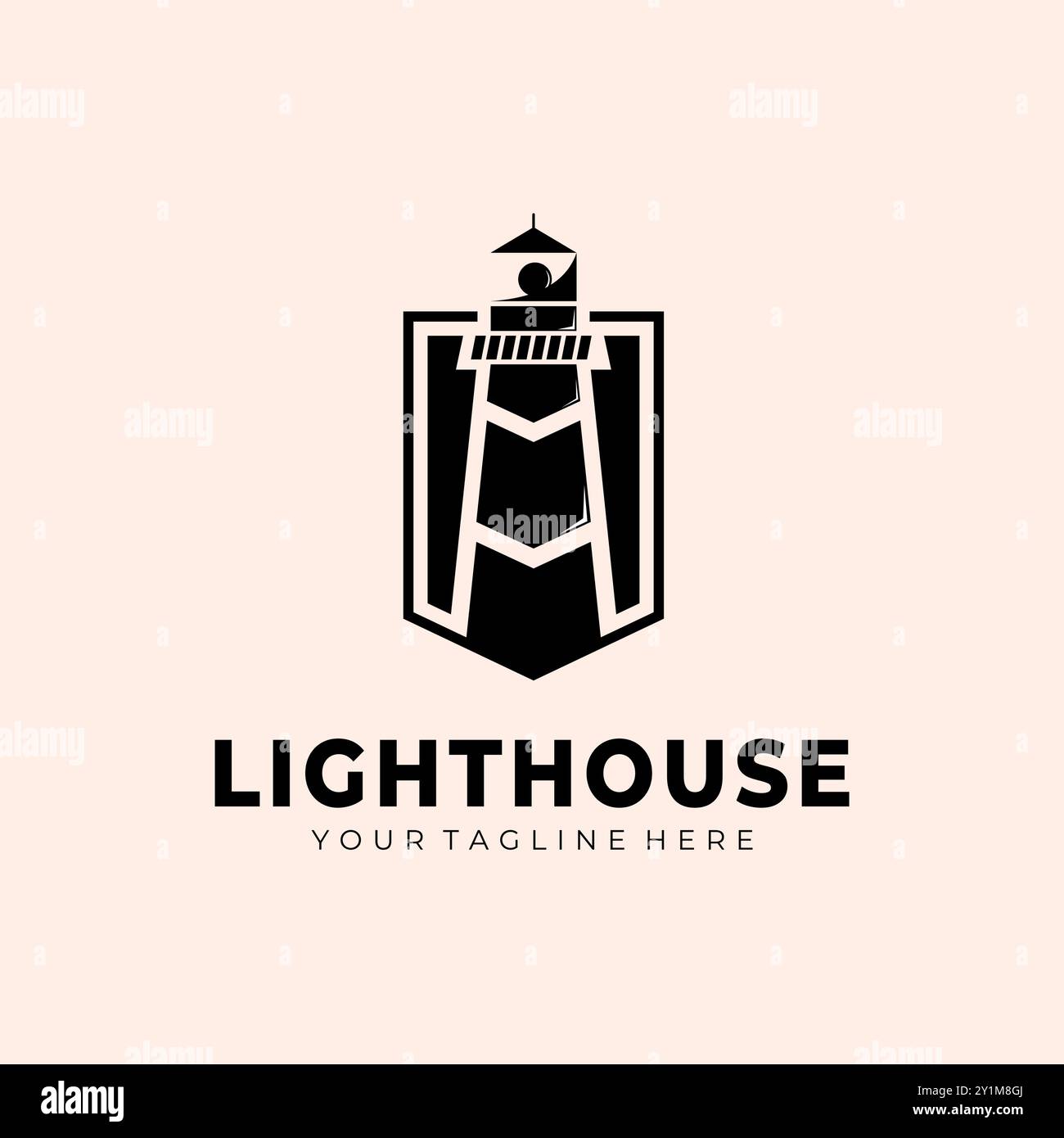 Leuchtturm Logo Vorlage Illustration Design Vektor Stock Vektor