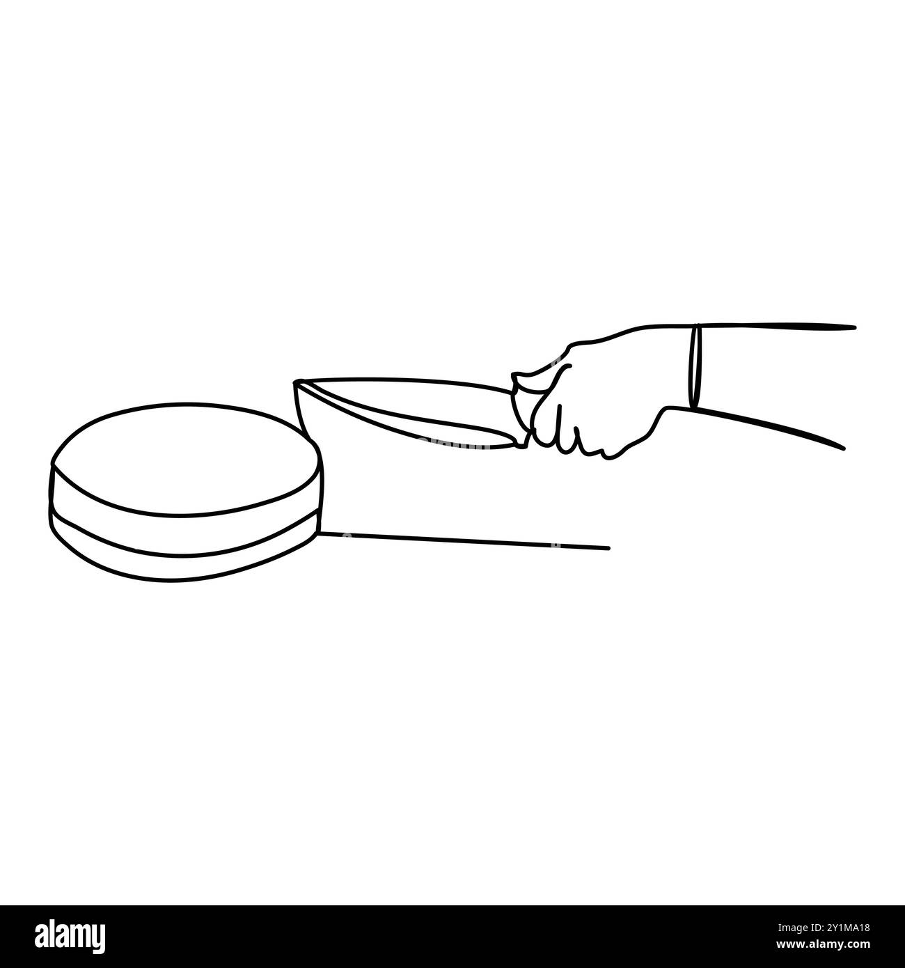 Kontinuierlich, Linie, Zeichnung, Hand, Halten, Messer, Gabel, ein, einfach, minimalistisch, Kunst, Illustration, Vektor, Design, einfach, Kontur, Besteck, Stock Vektor