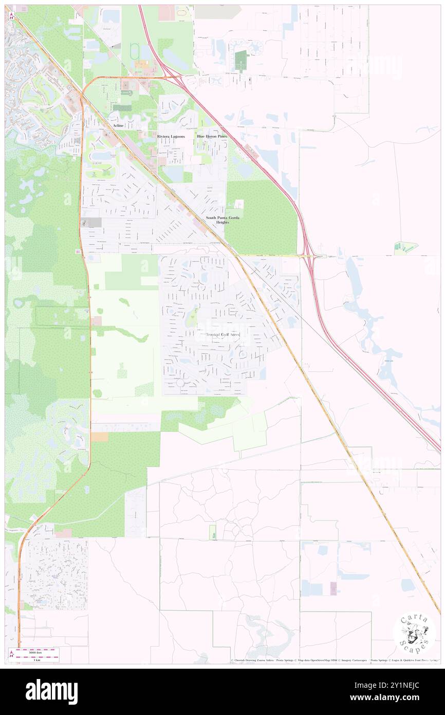 Tropical Gulf Acres, Charlotte County, USA, USA, Florida, n 26 50' 31''', S 81 59' 27'', Karte, Cartascapes Map, veröffentlicht 2024. Erkunden Sie Cartascapes, eine Karte, die die vielfältigen Landschaften, Kulturen und Ökosysteme der Erde enthüllt. Reisen Sie durch Zeit und Raum und entdecken Sie die Verflechtungen der Vergangenheit, Gegenwart und Zukunft unseres Planeten. Stockfoto