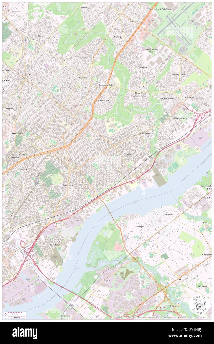 Tacony, Philadelphia County, USA, USA, Pennsylvania, n 40 1' 52'', S 75 2' 39'', Karte, Cartascapes Map, veröffentlicht 2024. Erkunden Sie Cartascapes, eine Karte, die die vielfältigen Landschaften, Kulturen und Ökosysteme der Erde enthüllt. Reisen Sie durch Zeit und Raum und entdecken Sie die Verflechtungen der Vergangenheit, Gegenwart und Zukunft unseres Planeten. Stockfoto