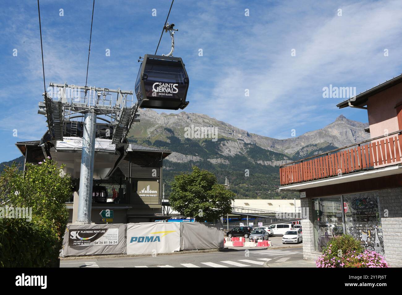 Ascenseur Le Valléen. Le Fayet. Saint-Gervais-les-Bains. Haute-Savoie. Auvergne-Rhône-Alpes. Frankreich. Europa. Stockfoto