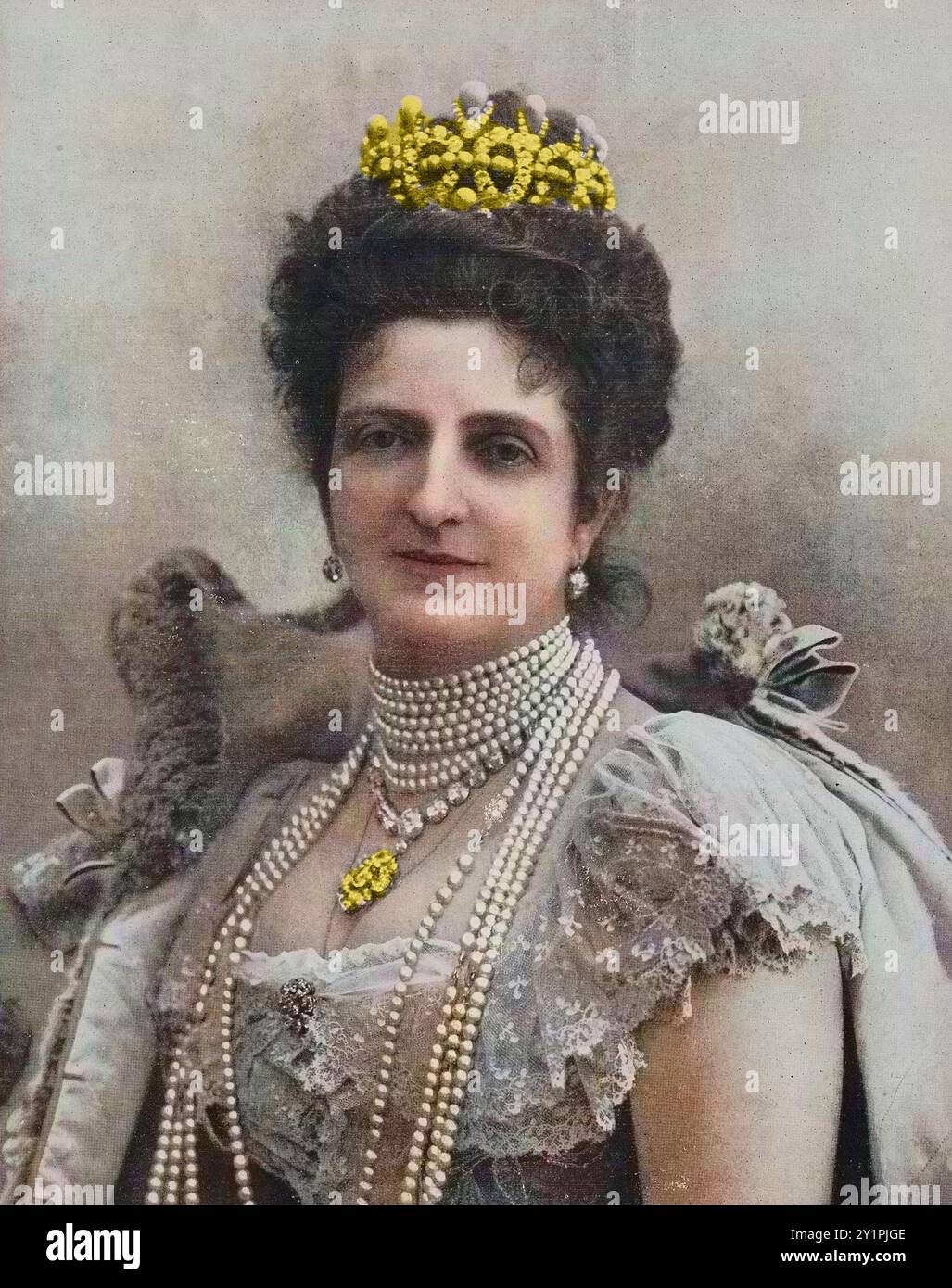 - Porträt von Margherita von Savoyen (1851-1926), Frau Umberto I. - 1926 Foto colorié ultérieurement - spätere Färbung. Digital coloriertes Bild Stockfoto