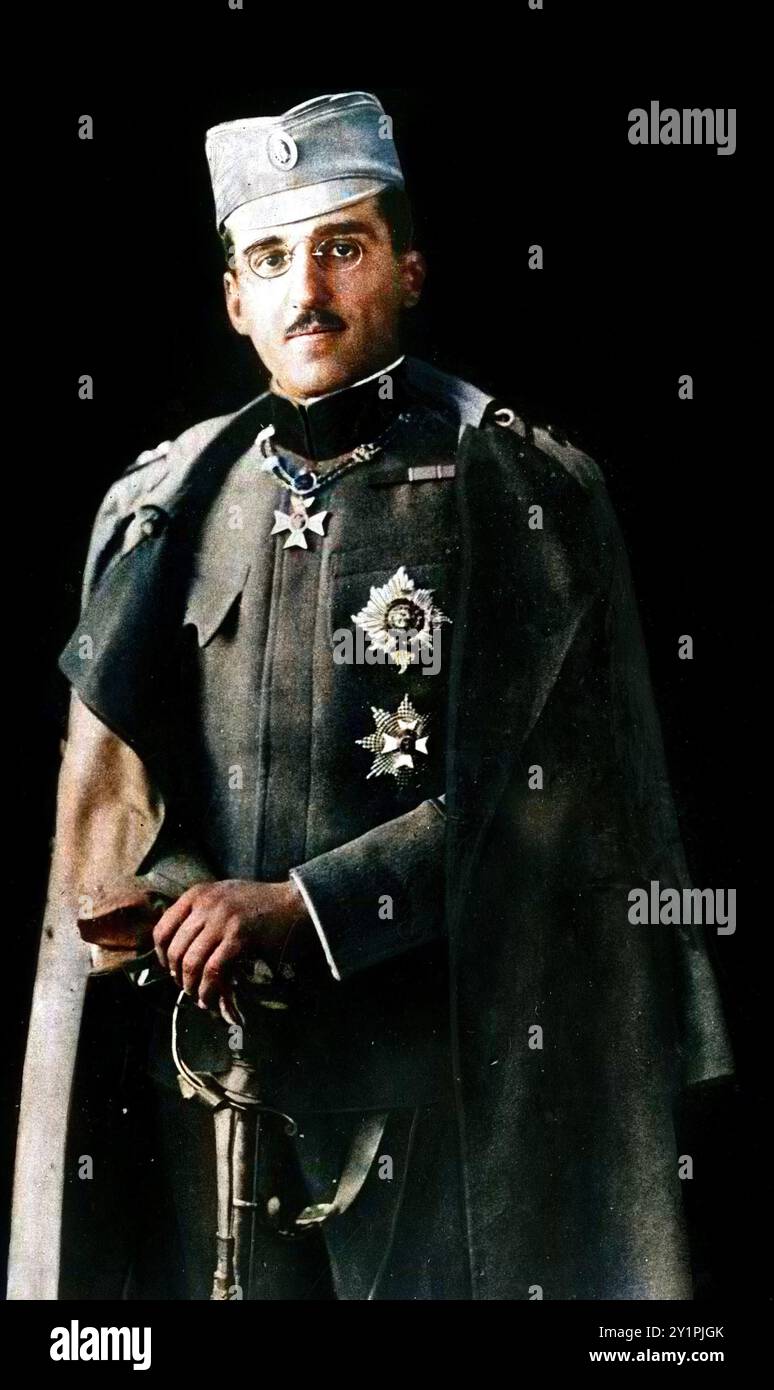 Alexander I. von Jugoslawien – Portrait de Alexandre Ier de Yougoslavie (Karageorgevitch ou Karadorde ou Karadordevic) (1888-1934), ou Alexandre II roi de Serbie (1903-1918). Annees 1915-1925 Photo colorié ultérieurement - spätere Färbung. Digital coloriertes Bild Stockfoto