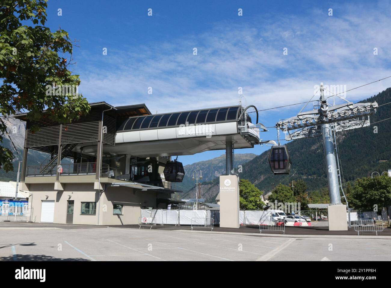 Ascenseur Le Valléen. Le Fayet. Saint-Gervais-les-Bains. Haute-Savoie. Auvergne-Rhône-Alpes. Frankreich. Europa. Stockfoto