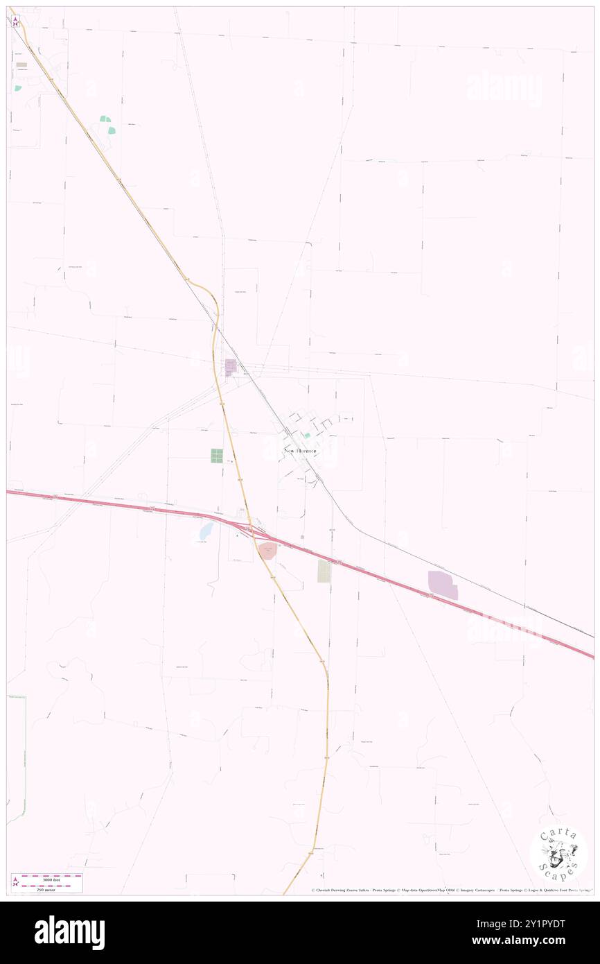 New Florence, Montgomery County, USA, USA, Missouri, n 38 54' 37'', S 91 26' 53'', Karte, Cartascapes Map, veröffentlicht 2024. Erkunden Sie Cartascapes, eine Karte, die die vielfältigen Landschaften, Kulturen und Ökosysteme der Erde enthüllt. Reisen Sie durch Zeit und Raum und entdecken Sie die Verflechtungen der Vergangenheit, Gegenwart und Zukunft unseres Planeten. Stockfoto