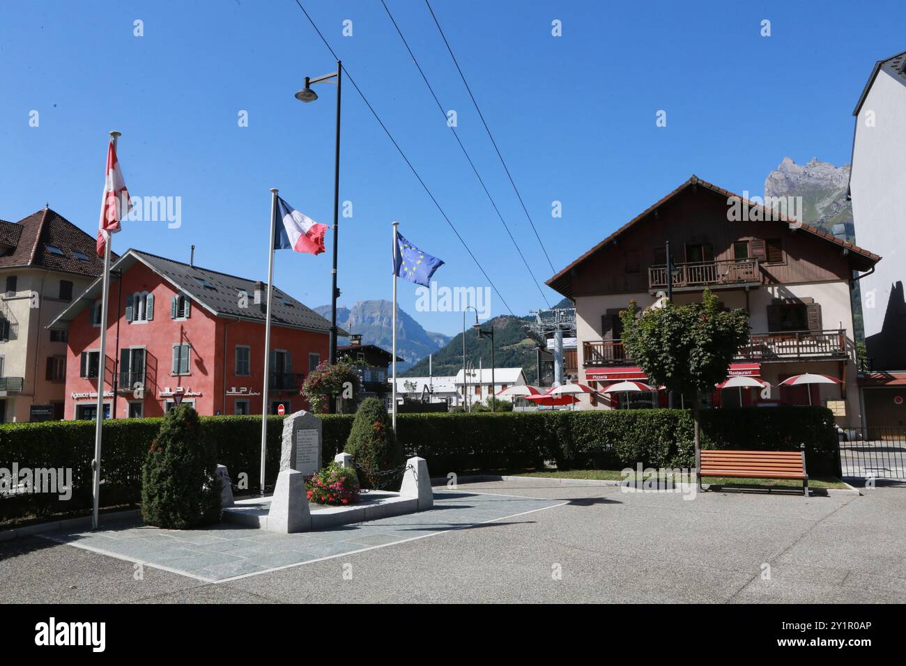 Ascenseur Le Valléen. Le Fayet. Saint-Gervais-les-Bains. Haute-Savoie. Auvergne-Rhône-Alpes. Frankreich. Europa. Stockfoto