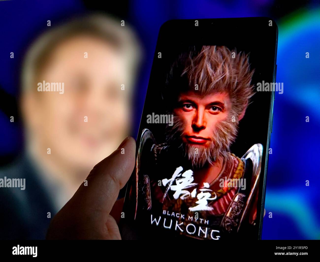 SUQIAN, CHINA - 8. SEPTEMBER 2024 - Illustration: Musk postete ein KI-generiertes Bild, um Sun Wukong mehr wie Musk in Suqian, Provinz Jiangsu, aussehen zu lassen Stockfoto