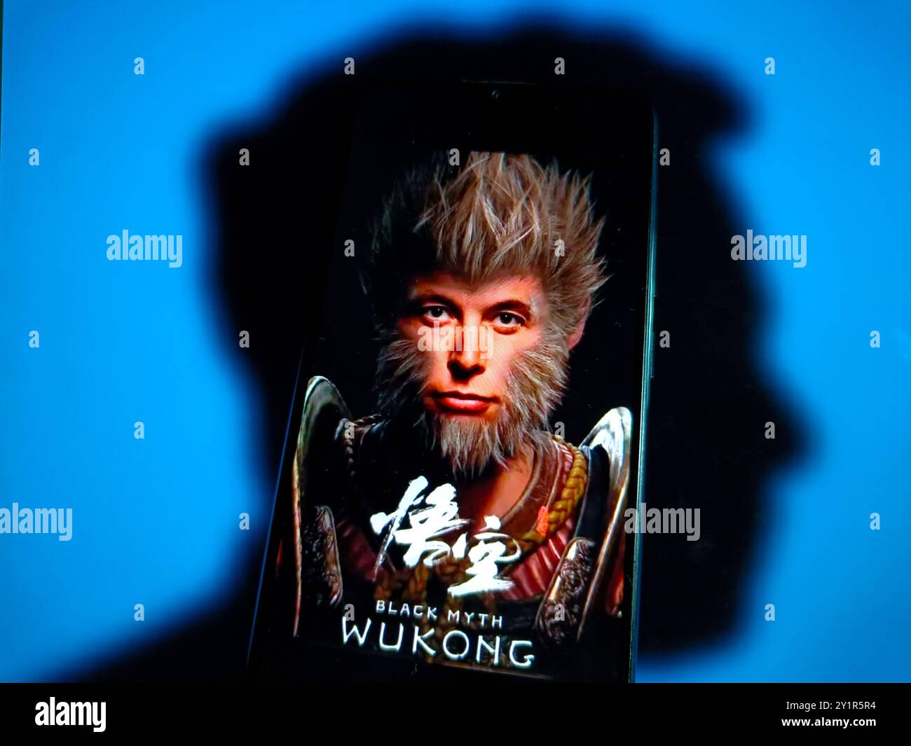 SUQIAN, CHINA - 8. SEPTEMBER 2024 - Illustration: Musk postete ein KI-generiertes Bild, um Sun Wukong mehr wie Musk in Suqian, Provinz Jiangsu, aussehen zu lassen Stockfoto