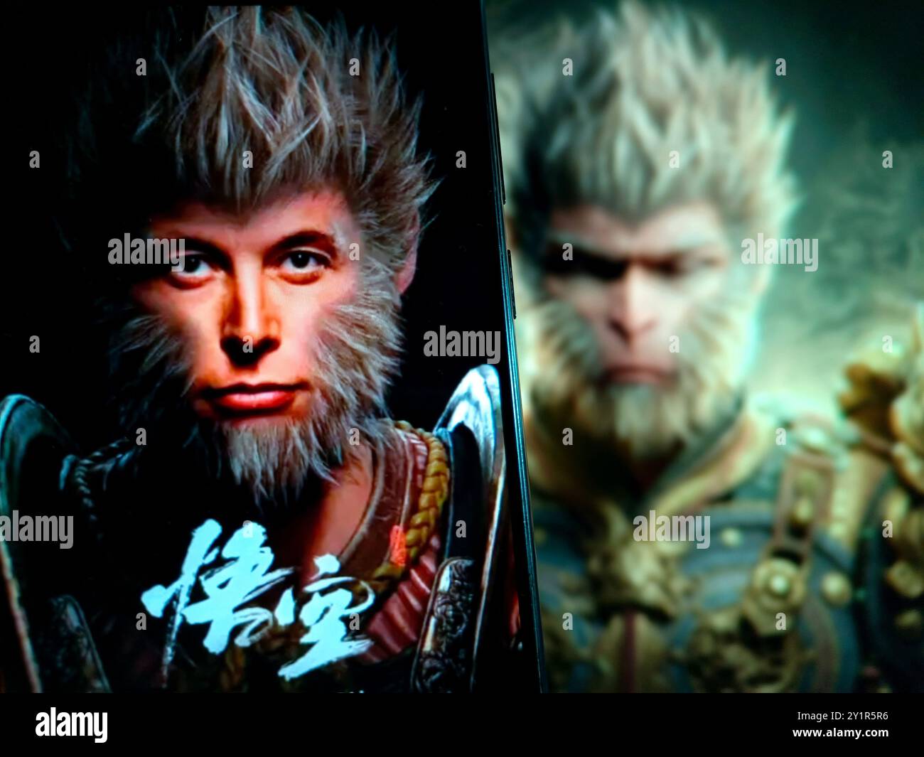 SUQIAN, CHINA - 8. SEPTEMBER 2024 - Illustration: Musk postete ein KI-generiertes Bild, um Sun Wukong mehr wie Musk in Suqian, Provinz Jiangsu, aussehen zu lassen Stockfoto