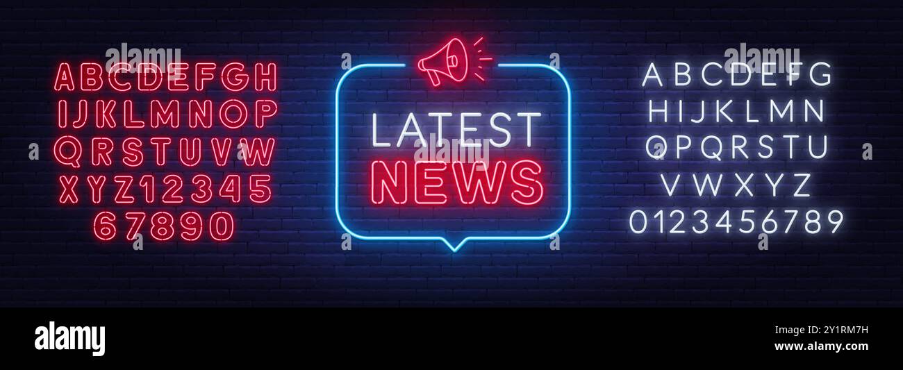 Neonzeichen in Sprechblase auf Backsteinmauern Hintergrund. Stock Vektor