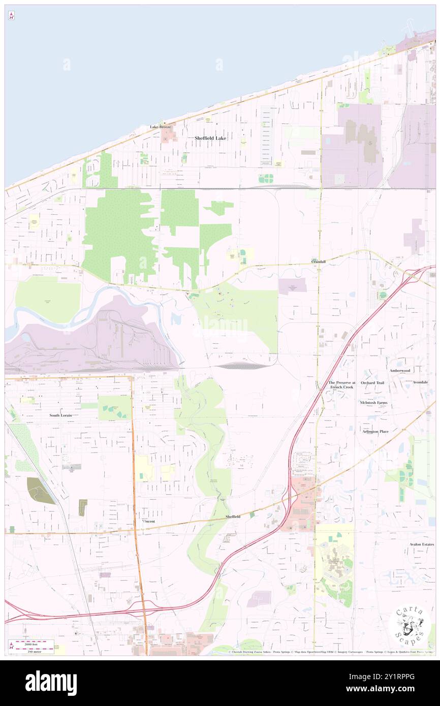 Sheffield, Lorain County, USA, USA, Ohio, n 41 25' 16'', S 82 5' 46'', Karte, Cartascapes Map, veröffentlicht 2024. Erkunden Sie Cartascapes, eine Karte, die die vielfältigen Landschaften, Kulturen und Ökosysteme der Erde enthüllt. Reisen Sie durch Zeit und Raum und entdecken Sie die Verflechtungen der Vergangenheit, Gegenwart und Zukunft unseres Planeten. Stockfoto