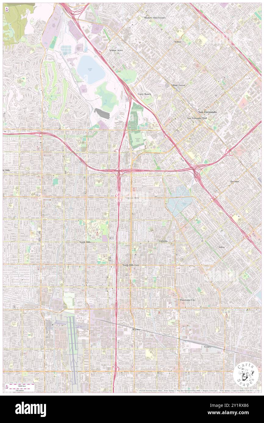 Mission Hills, Los Angeles County, USA, USA, Kalifornien, n 34 15' 25''', S 118 28' 1'', Karte, Cartascapes Map, veröffentlicht 2024. Erkunden Sie Cartascapes, eine Karte, die die vielfältigen Landschaften, Kulturen und Ökosysteme der Erde enthüllt. Reisen Sie durch Zeit und Raum und entdecken Sie die Verflechtungen der Vergangenheit, Gegenwart und Zukunft unseres Planeten. Stockfoto