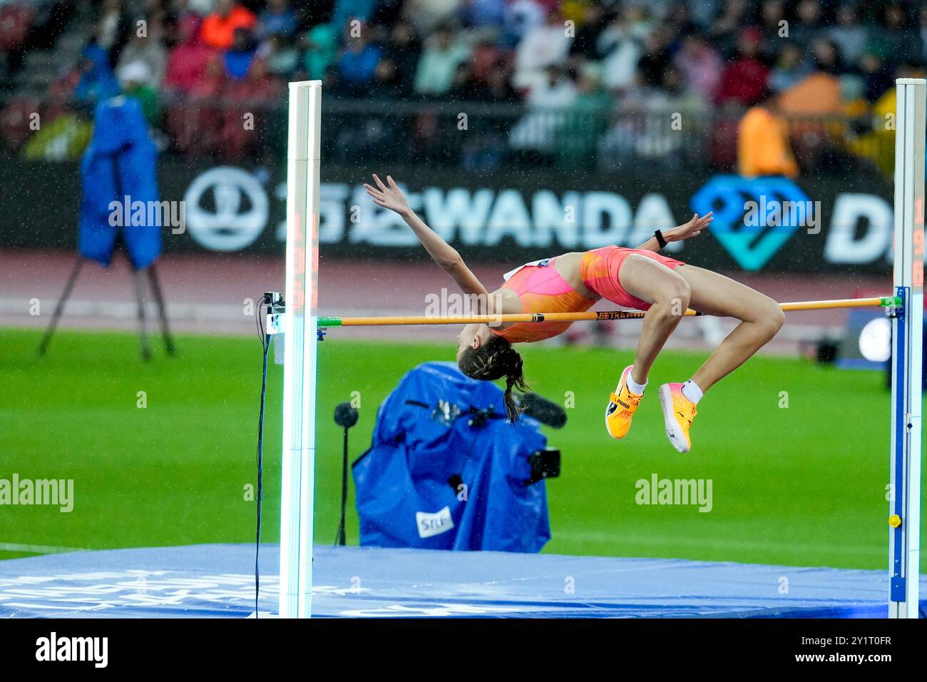 Zürich, Schweiz. September 2024. Zürich, Schweiz, 5. September 2024: Yaroslava Mahuchikh (UKR) während des Hochsprung Women Events in der Wanda Diamond League Weltklasse Zürich im Stadion Letzigrund in Zürich. (Daniela Porcelli/SPP) Credit: SPP Sport Press Photo. /Alamy Live News Stockfoto