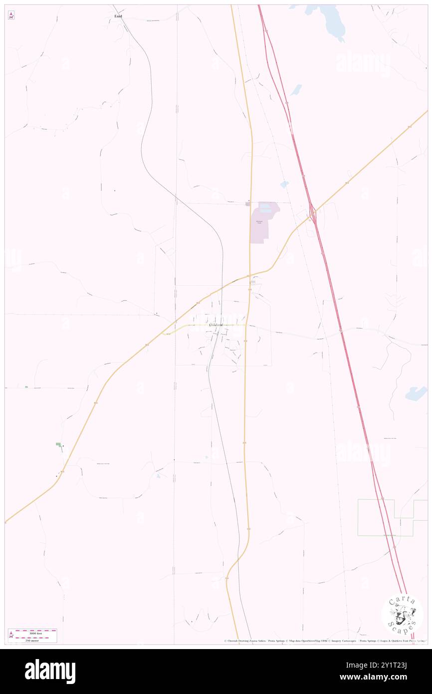 Oakland, Yalobusha County, USA, Mississippi, n 34 3' 20'', S 89 54' 59'', Karte, Karte, Kartenausgabe 2024. Erkunden Sie Cartascapes, eine Karte, die die vielfältigen Landschaften, Kulturen und Ökosysteme der Erde enthüllt. Reisen Sie durch Zeit und Raum und entdecken Sie die Verflechtungen der Vergangenheit, Gegenwart und Zukunft unseres Planeten. Stockfoto