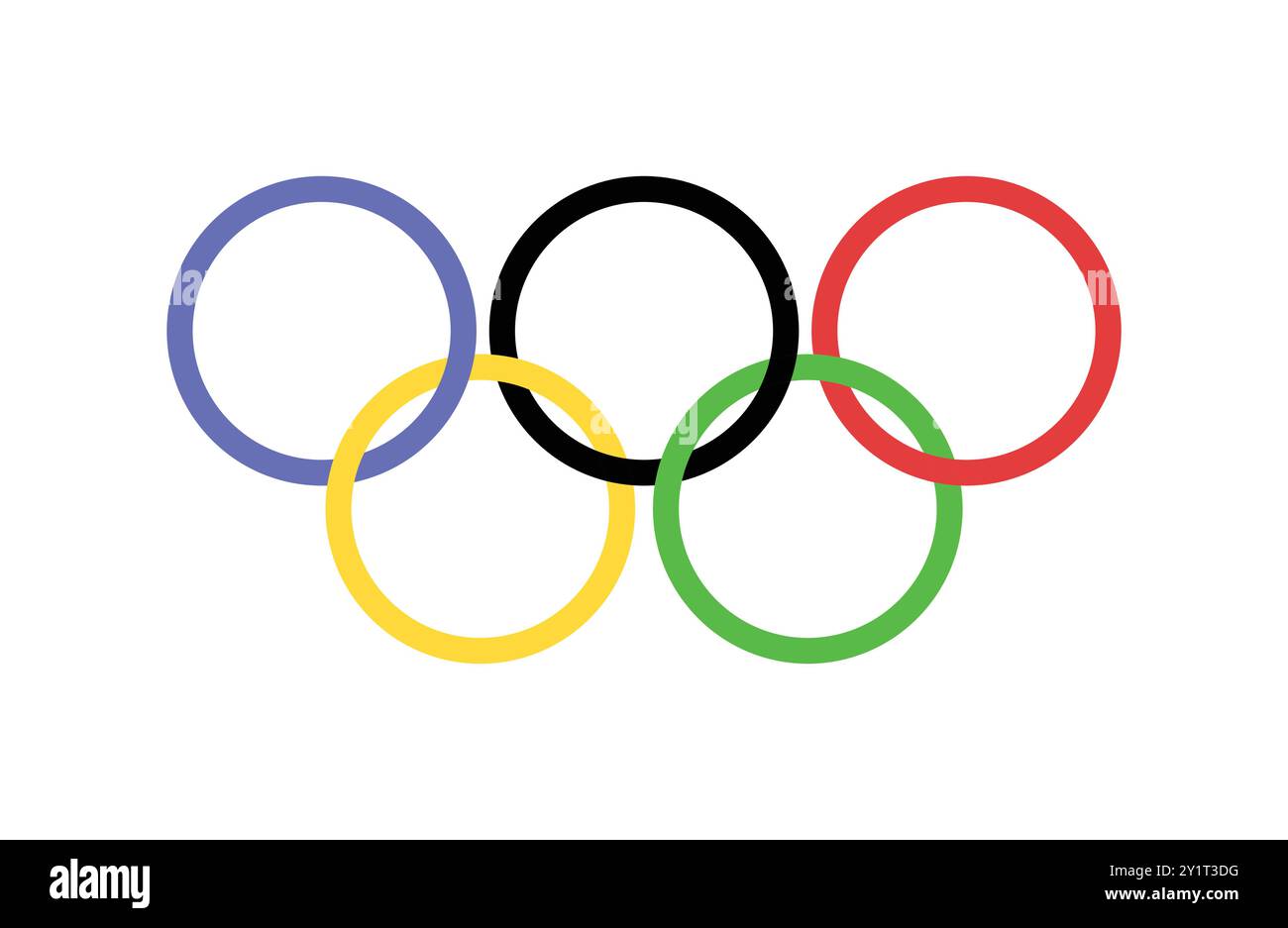 Olympische Symbolabbildung mit fünf farbigen ineinander greifenden Ringen. Stock Vektor
