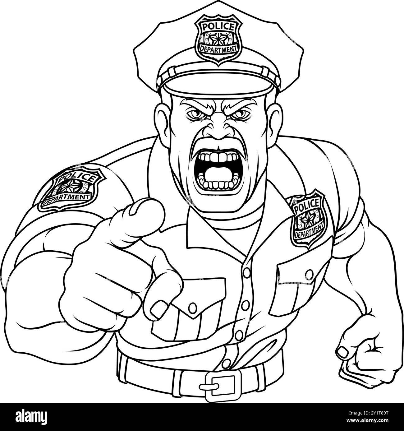 Polizist Angry Police Man Cartoon Charakter Cop Stock Vektor