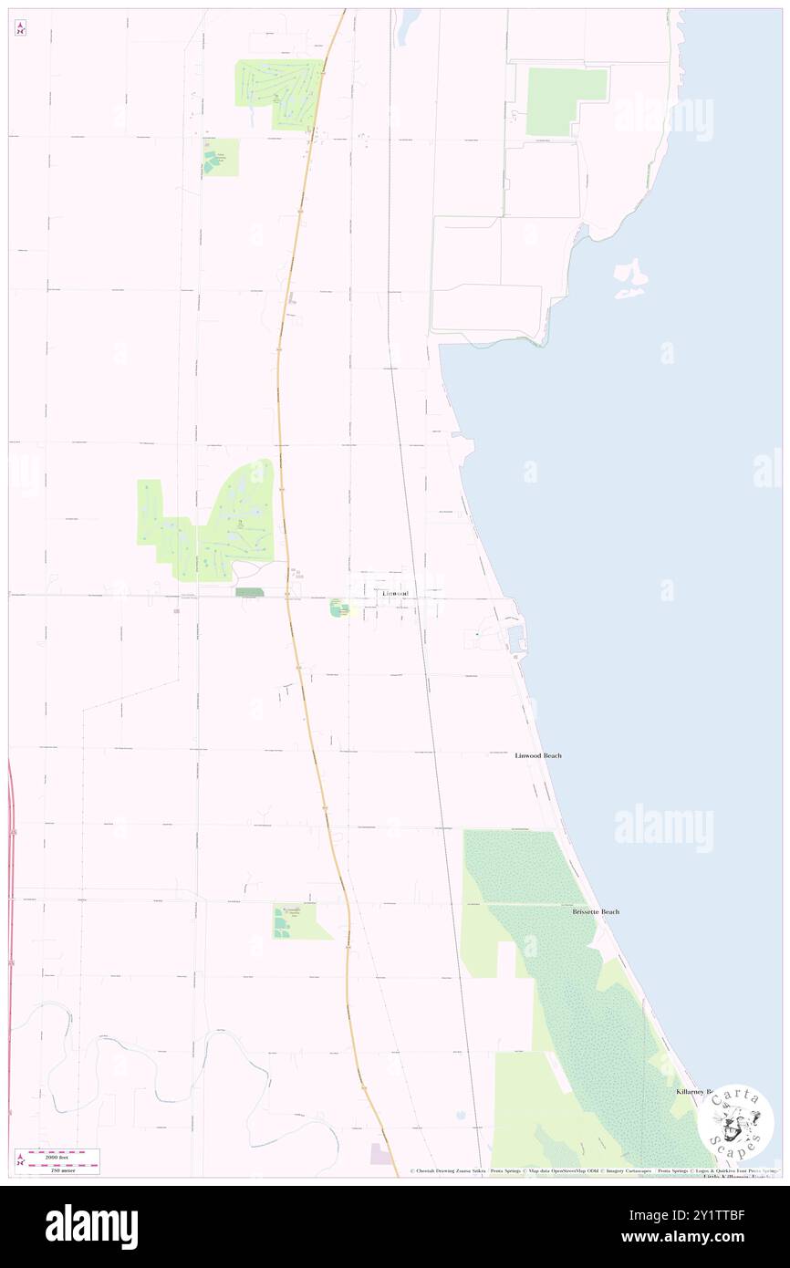 Linwood, Bay County, USA, USA, Michigan, n 43 44' 21'', S 83 57' 43'', Karte, Cartascapes Map, veröffentlicht 2024. Erkunden Sie Cartascapes, eine Karte, die die vielfältigen Landschaften, Kulturen und Ökosysteme der Erde enthüllt. Reisen Sie durch Zeit und Raum und entdecken Sie die Verflechtungen der Vergangenheit, Gegenwart und Zukunft unseres Planeten. Stockfoto