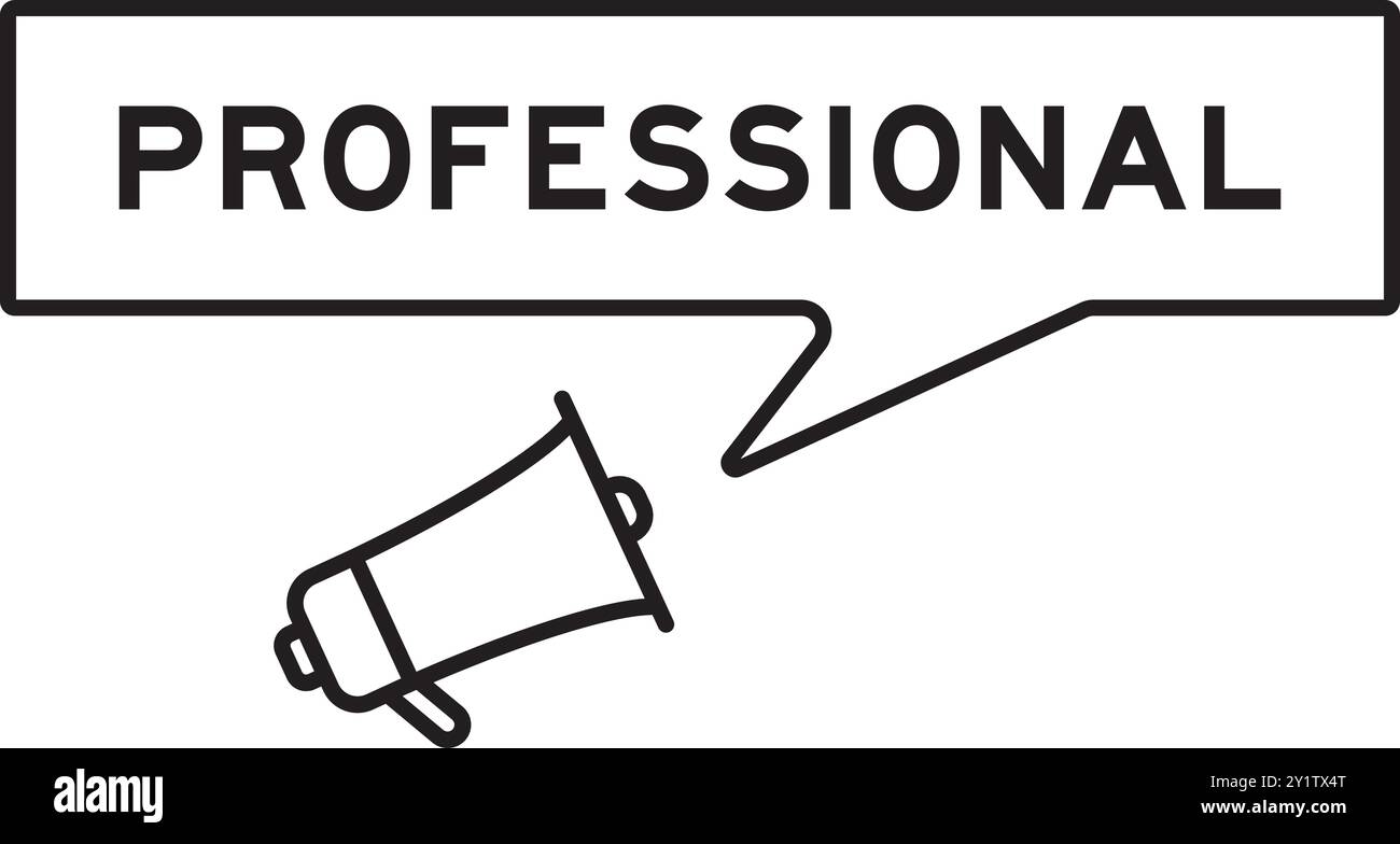 Megaphon-Symbol mit Sprechblase in Word Professional auf weißem Hintergrund Stock Vektor