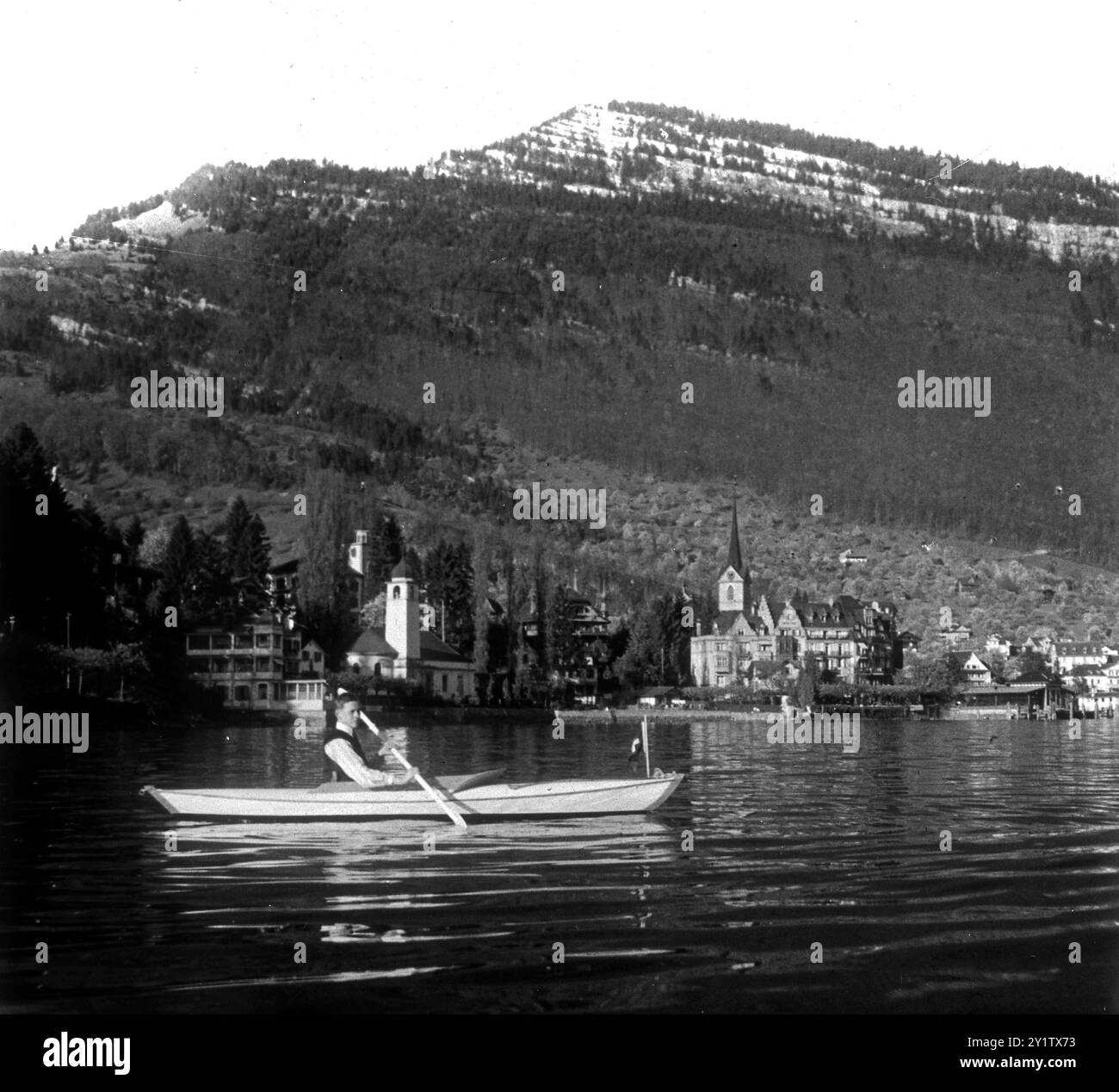 Weggis am Nordufer des Vierwaldstättersees in der Schweiz im Jahr 1927 Stockfoto