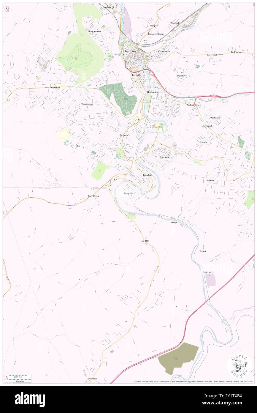 Riverside, Cambria County, USA, USA, Pennsylvania, n 40 17' 0'', S 78 55' 20'', Karte, Cartascapes Map, veröffentlicht 2024. Erkunden Sie Cartascapes, eine Karte, die die vielfältigen Landschaften, Kulturen und Ökosysteme der Erde enthüllt. Reisen Sie durch Zeit und Raum und entdecken Sie die Verflechtungen der Vergangenheit, Gegenwart und Zukunft unseres Planeten. Stockfoto