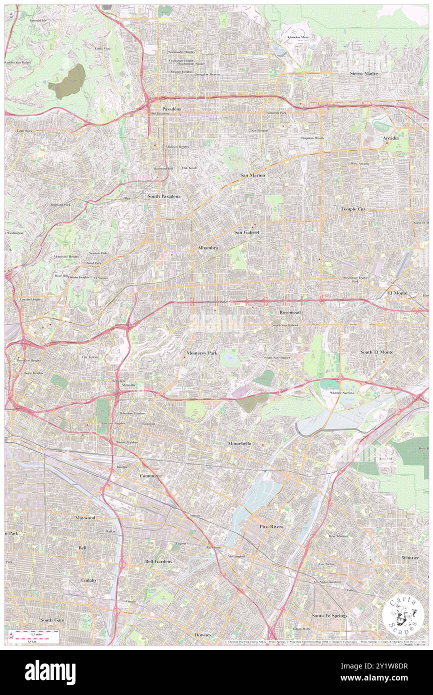 Monterey Park, Los Angeles County, USA, USA, Kalifornien, n 34 3' 45'', S 118 7' 22'', Karte, Cartascapes Map, veröffentlicht 2024. Erkunden Sie Cartascapes, eine Karte, die die vielfältigen Landschaften, Kulturen und Ökosysteme der Erde enthüllt. Reisen Sie durch Zeit und Raum und entdecken Sie die Verflechtungen der Vergangenheit, Gegenwart und Zukunft unseres Planeten. Stockfoto