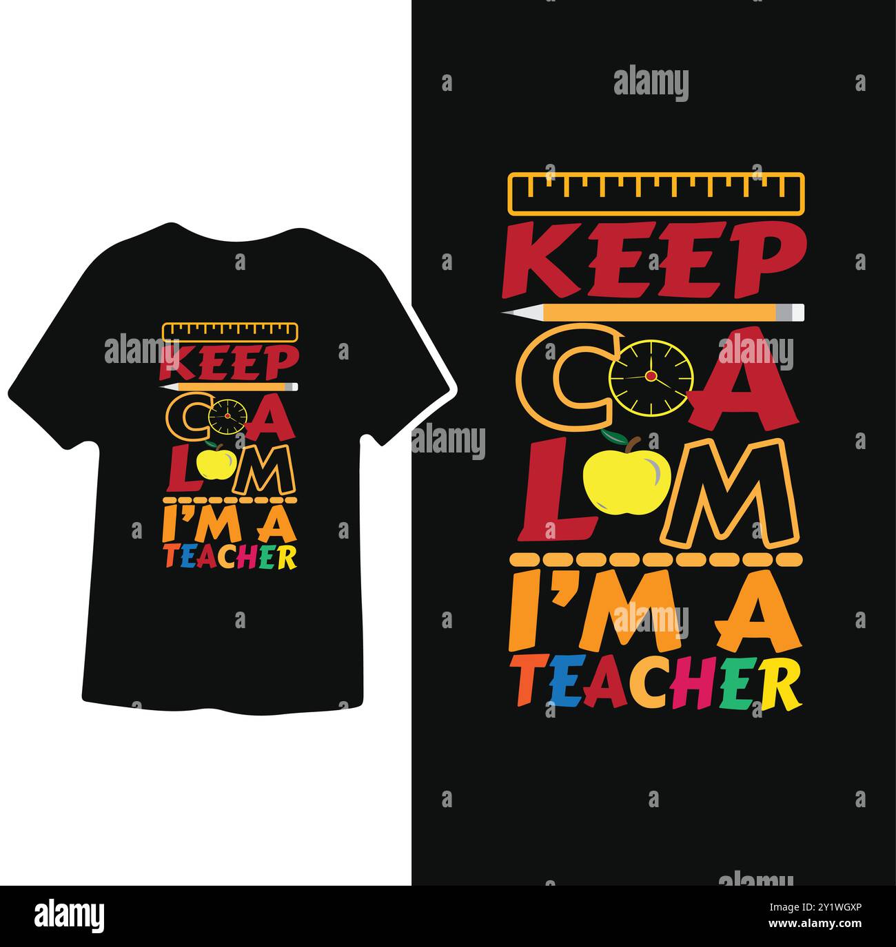 Bleib ruhig, ich bin Lehrerin, das T-Shirt-Design des Teachers Day Motivational Stock Vektor