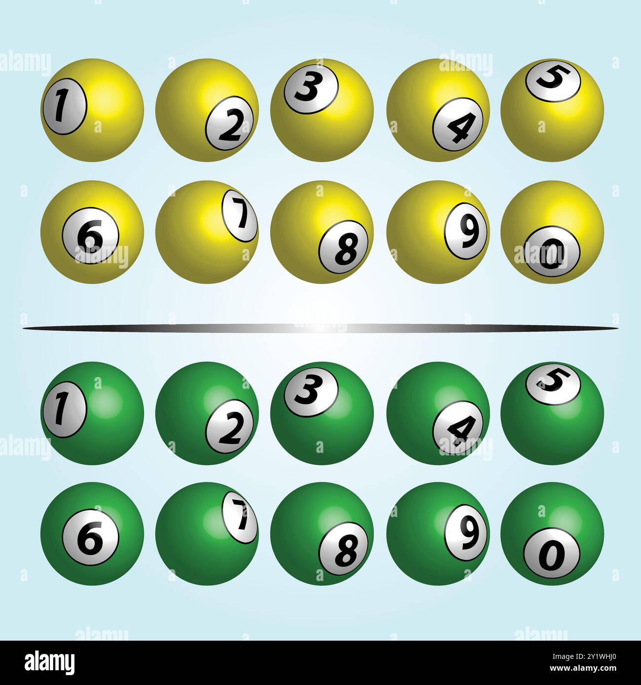 3D-Snooker-Kugelset (gelb und grün) Stock Vektor