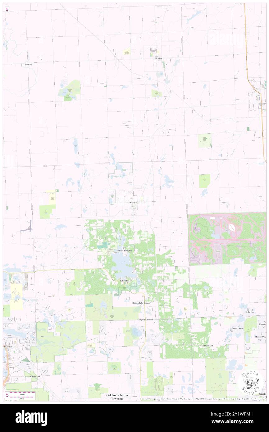 Leonard, Oakland County, USA, USA, Michigan, n 42 51' 55'', S 83 8' 33'', Karte, Cartascapes Map, veröffentlicht 2024. Erkunden Sie Cartascapes, eine Karte, die die vielfältigen Landschaften, Kulturen und Ökosysteme der Erde enthüllt. Reisen Sie durch Zeit und Raum und entdecken Sie die Verflechtungen der Vergangenheit, Gegenwart und Zukunft unseres Planeten. Stockfoto