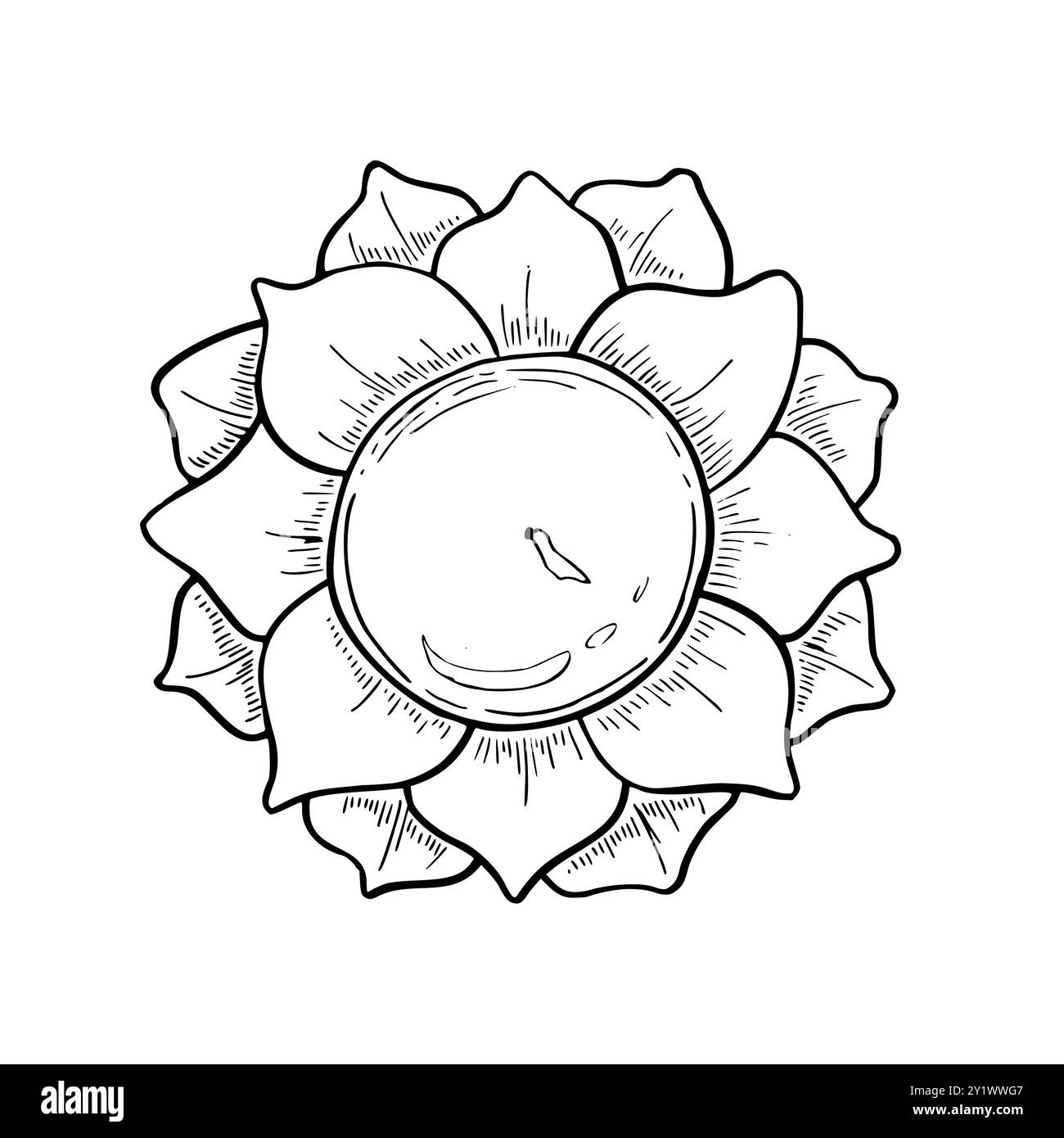 Diwali Diya Vektor isolierte Illustration gemalt mit schwarzen Tinten. Traditionelles indisches Ornament in Lotusblütenform. Zeichnung wird geätzt Stock Vektor