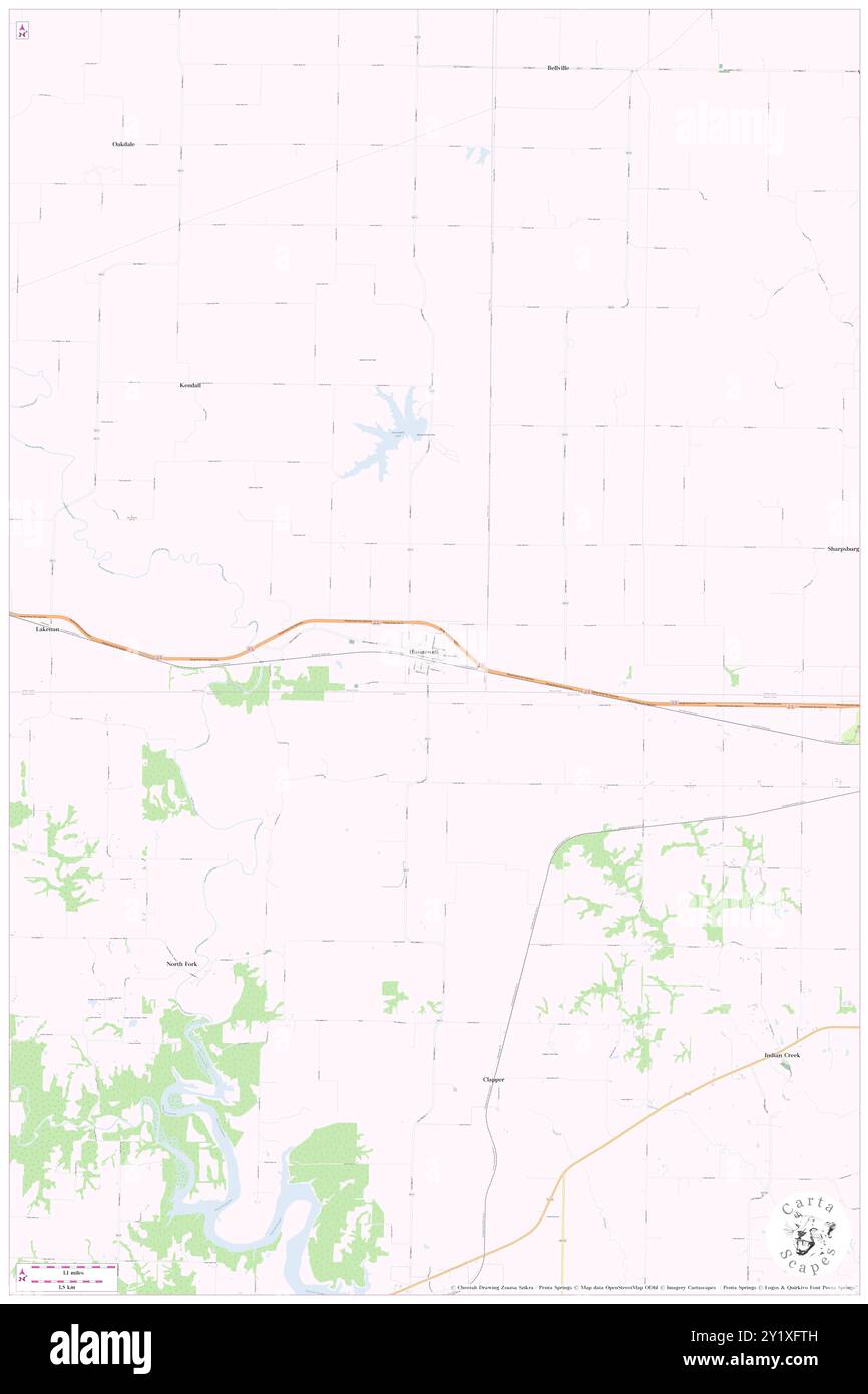 Hunnewell, Shelby County, USA, USA, Missouri, n 39 40' 5''', S 91 51' 42'', Karte, Cartascapes Map, veröffentlicht 2024. Erkunden Sie Cartascapes, eine Karte, die die vielfältigen Landschaften, Kulturen und Ökosysteme der Erde enthüllt. Reisen Sie durch Zeit und Raum und entdecken Sie die Verflechtungen der Vergangenheit, Gegenwart und Zukunft unseres Planeten. Stockfoto