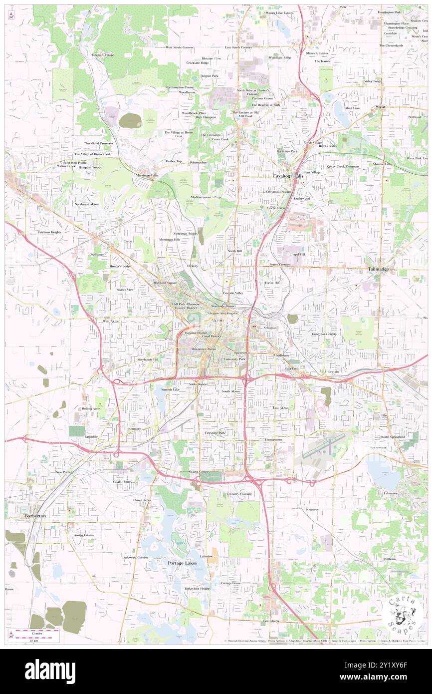 Akron, Summit County, USA, USA, Ohio, n 41 4' 53''', S 81 31' 8'', Karte, Cartascapes Map, veröffentlicht 2024. Erkunden Sie Cartascapes, eine Karte, die die vielfältigen Landschaften, Kulturen und Ökosysteme der Erde enthüllt. Reisen Sie durch Zeit und Raum und entdecken Sie die Verflechtungen der Vergangenheit, Gegenwart und Zukunft unseres Planeten. Stockfoto