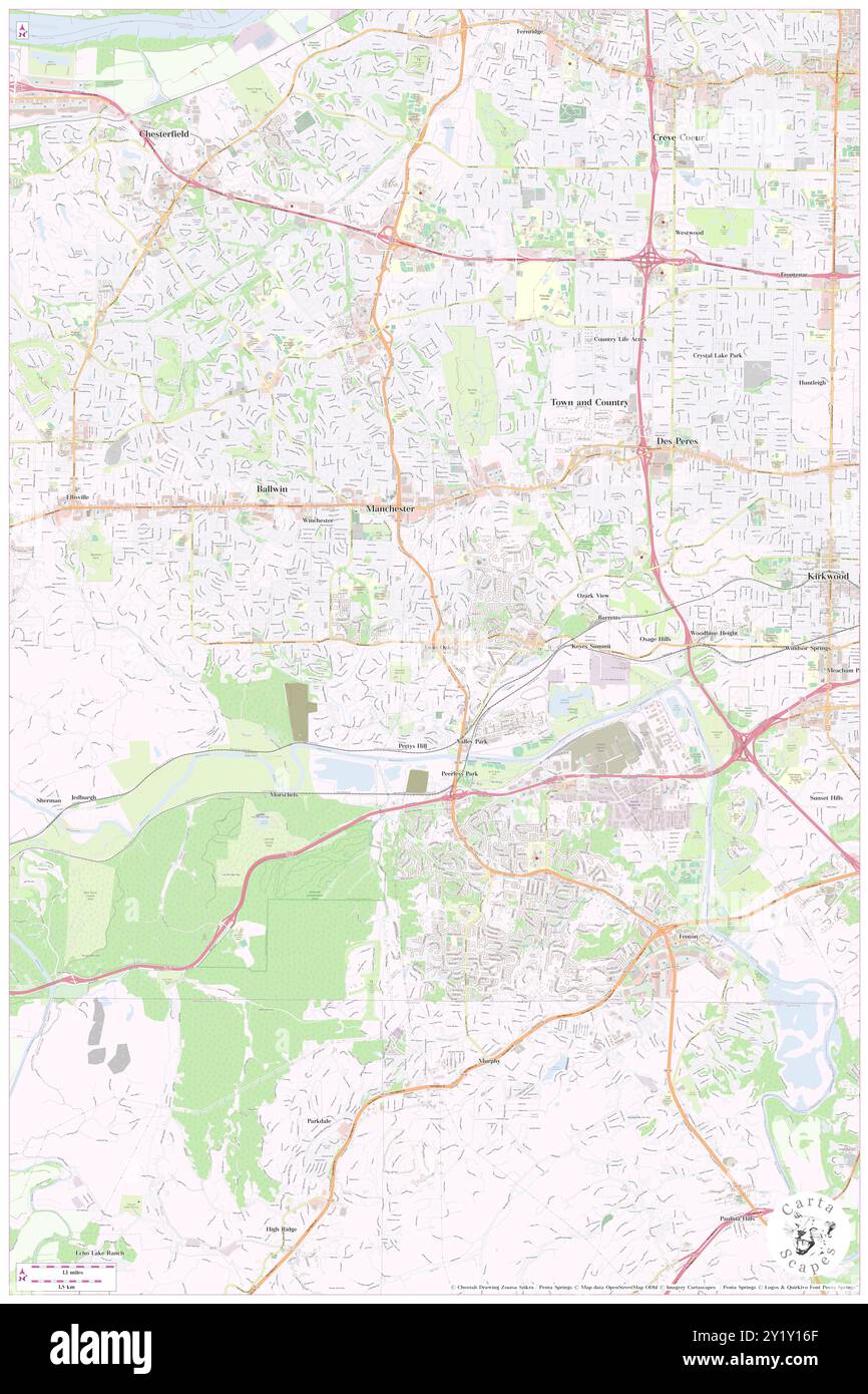 Twin Oaks, Saint Louis County, USA, USA, Missouri, n 38 33' 53'', S 90 29' 47'', Karte, Cartascapes Map, veröffentlicht 2024. Erkunden Sie Cartascapes, eine Karte, die die vielfältigen Landschaften, Kulturen und Ökosysteme der Erde enthüllt. Reisen Sie durch Zeit und Raum und entdecken Sie die Verflechtungen der Vergangenheit, Gegenwart und Zukunft unseres Planeten. Stockfoto