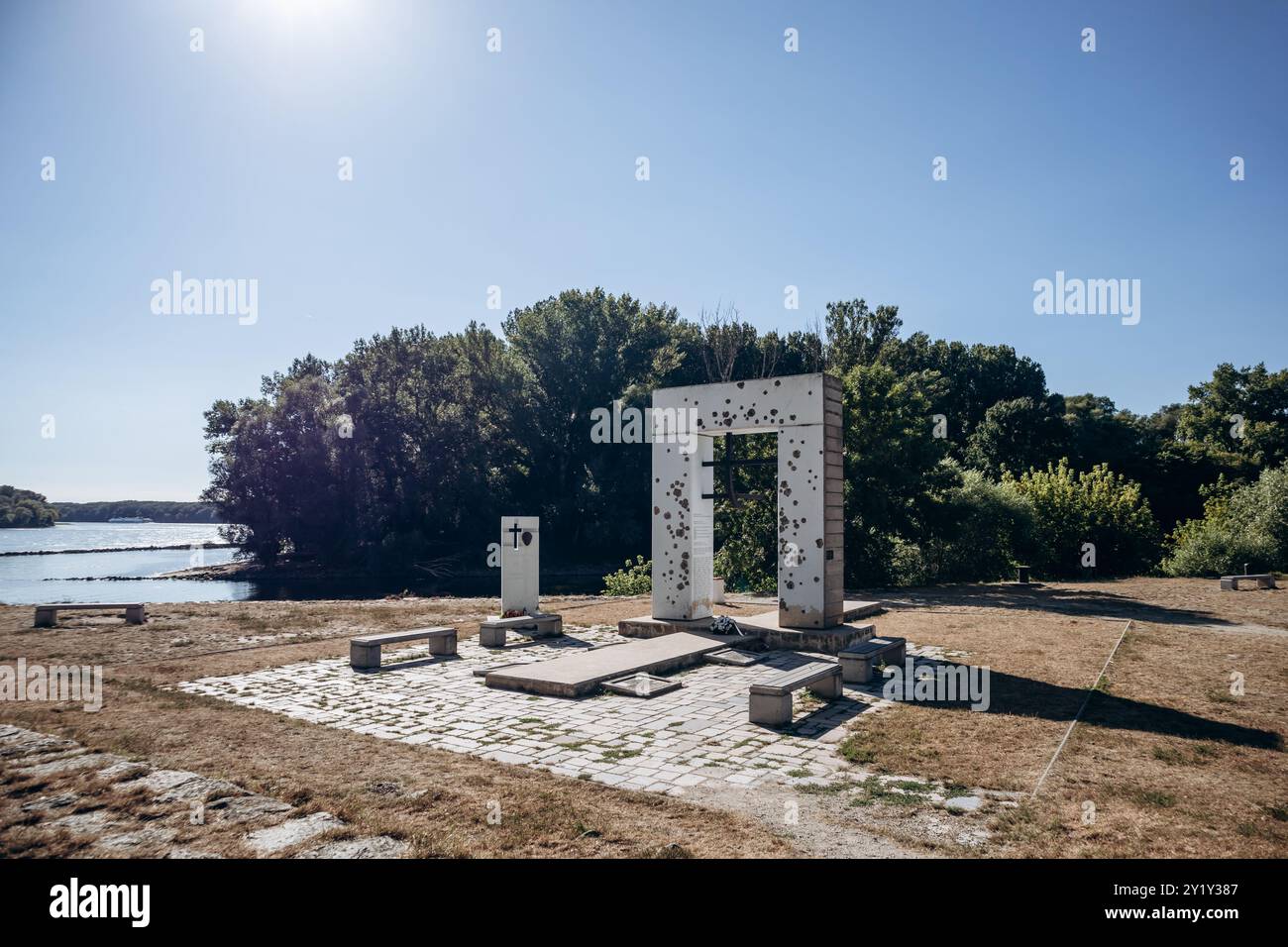 Devin, Slowakei – 7. August 2024: Gedenkstätte für das Tor der Freiheit – Devín, Slowakei Stockfoto