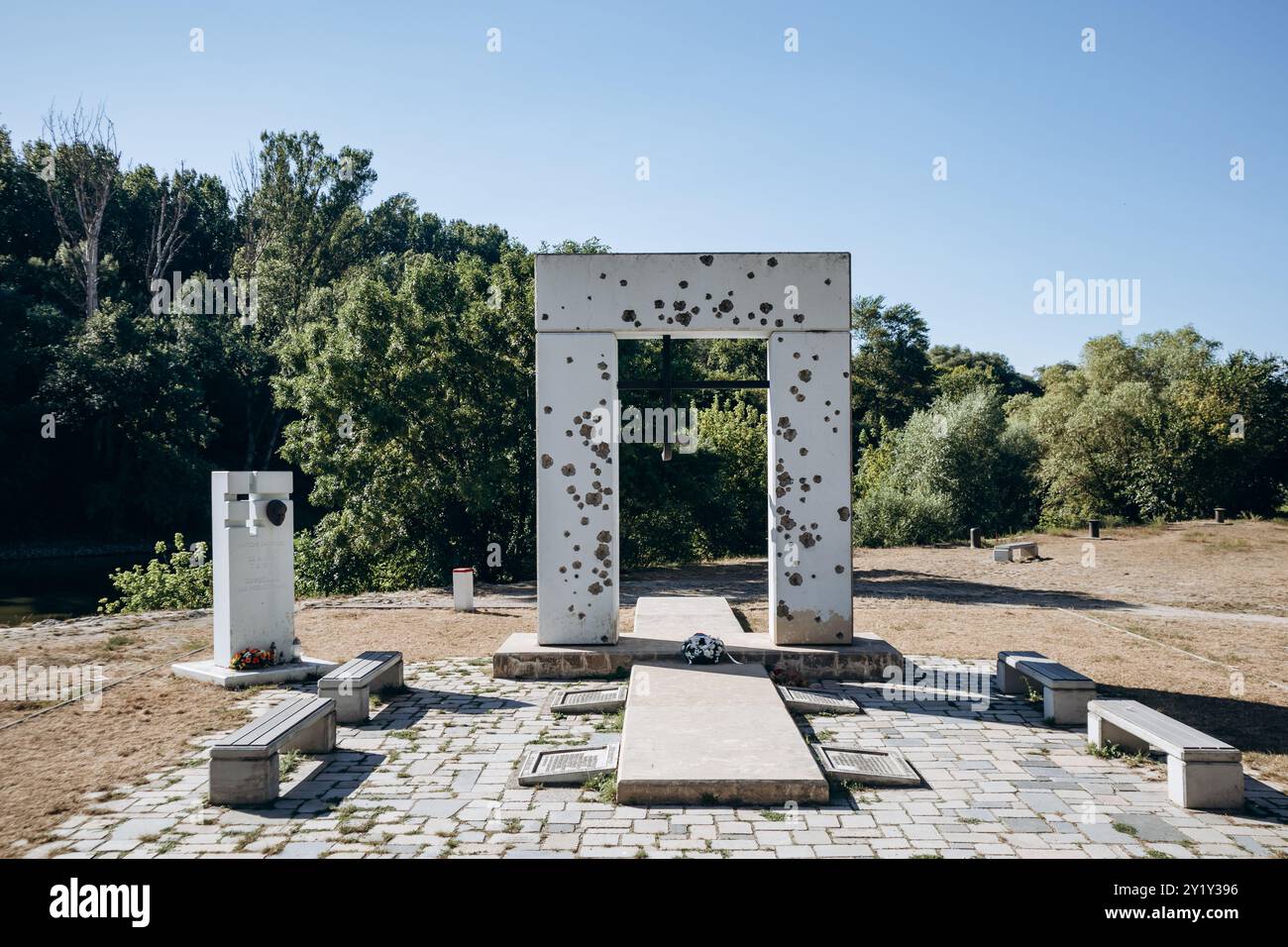 Devin, Slowakei – 7. August 2024: Gedenkstätte für das Tor der Freiheit – Devín, Slowakei Stockfoto