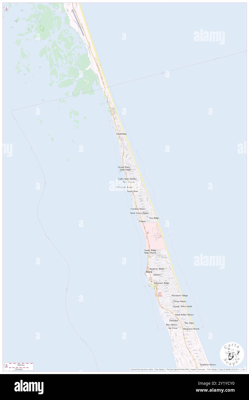 Wild Duck Dunes, Dare County, USA, Vereinigte Staaten, North Carolina, n 36 11' 53'', S 75 45' 57'', Karte, Cartascapes Map, veröffentlicht 2024. Erkunden Sie Cartascapes, eine Karte, die die vielfältigen Landschaften, Kulturen und Ökosysteme der Erde enthüllt. Reisen Sie durch Zeit und Raum und entdecken Sie die Verflechtungen der Vergangenheit, Gegenwart und Zukunft unseres Planeten. Stockfoto