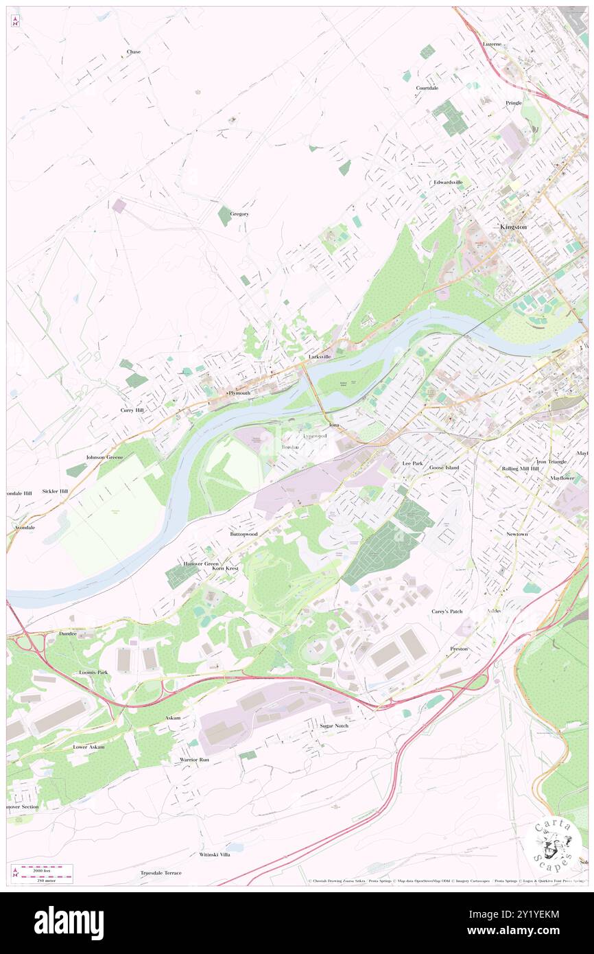 Breslau, Luzerne County, USA, USA, Pennsylvania, n 41 14' 0'', S 75 56' 4'', Karte, Cartascapes Map, veröffentlicht 2024. Erkunden Sie Cartascapes, eine Karte, die die vielfältigen Landschaften, Kulturen und Ökosysteme der Erde enthüllt. Reisen Sie durch Zeit und Raum und entdecken Sie die Verflechtungen der Vergangenheit, Gegenwart und Zukunft unseres Planeten. Stockfoto