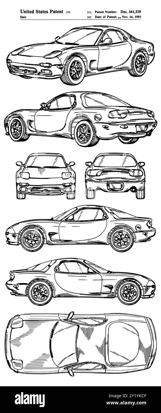 RX7 Auto Patent Stock Vektor