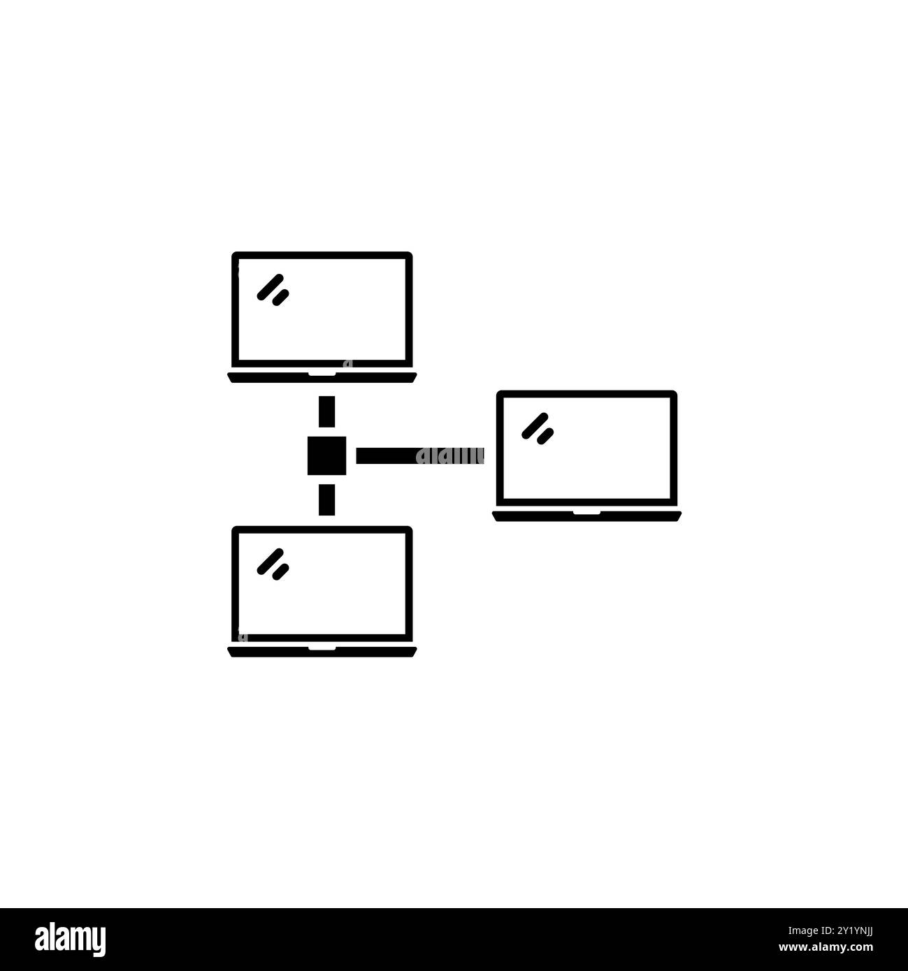 Lokales Computernetzwerk, LAN-Verbindung Solid Flat Vector Symbol isoliert auf weißem Hintergrund. Stock Vektor