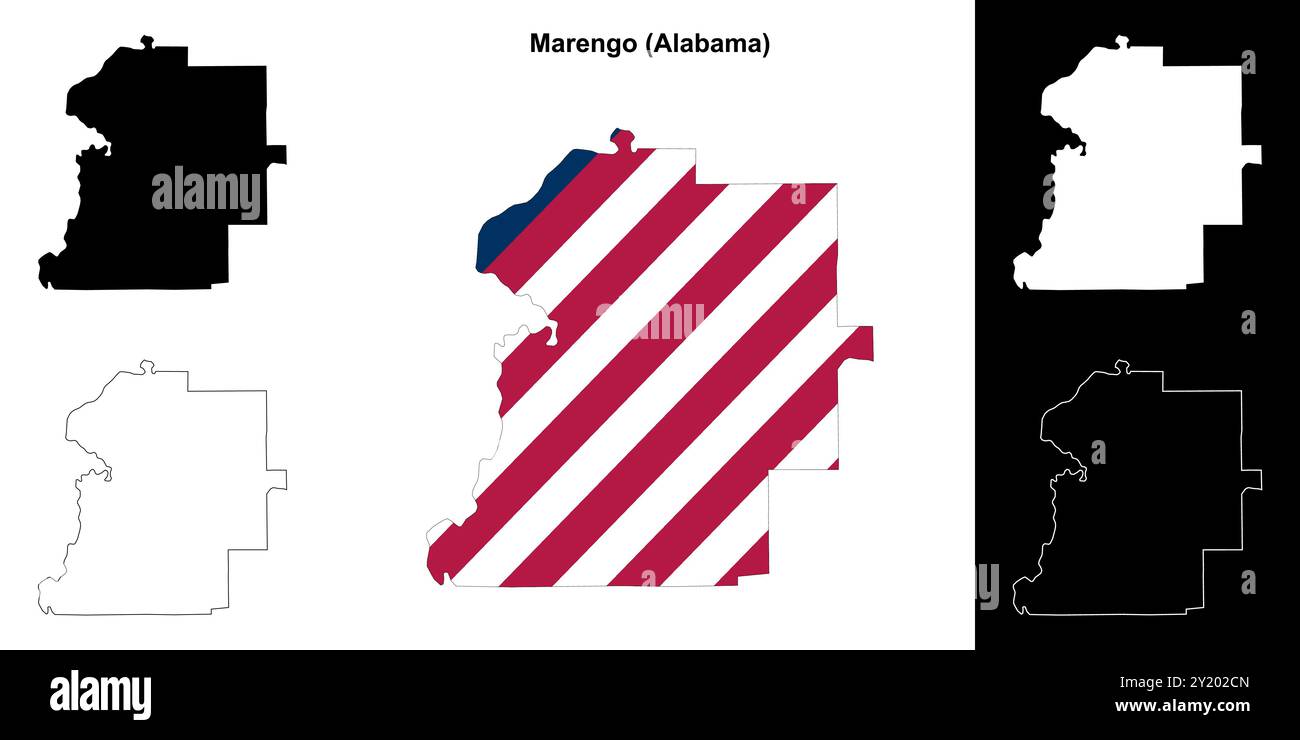 Marengo County (Alabama) Umrisskarten Set Stock Vektor