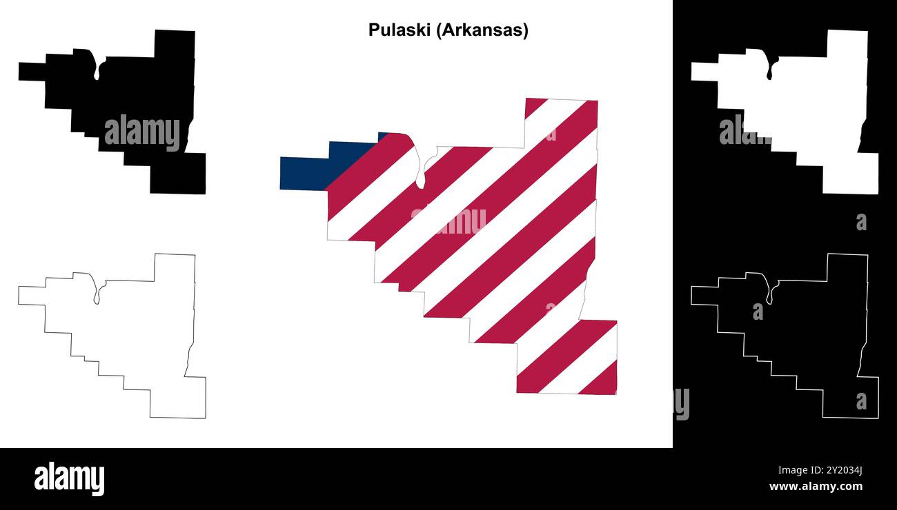 Pulaski County (Arkansas) Umrisskarten Set Stock Vektor