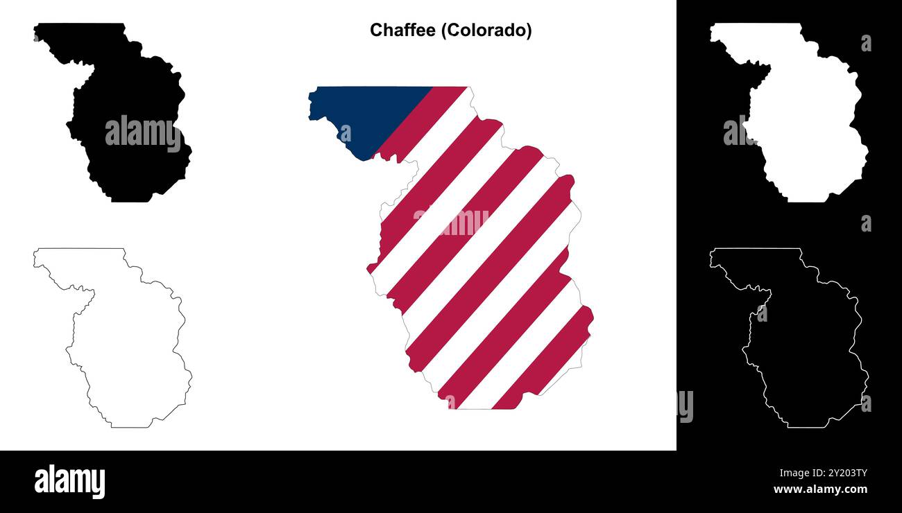 Chaffee County (Colorado) Umrisskarten Set Stock Vektor