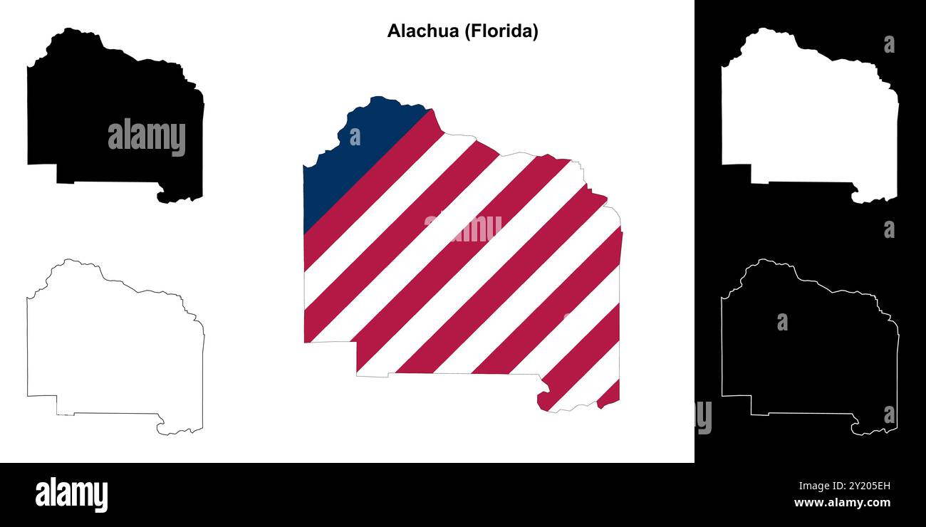 Alachua County (Florida) Umrisskarten Set Stock Vektor
