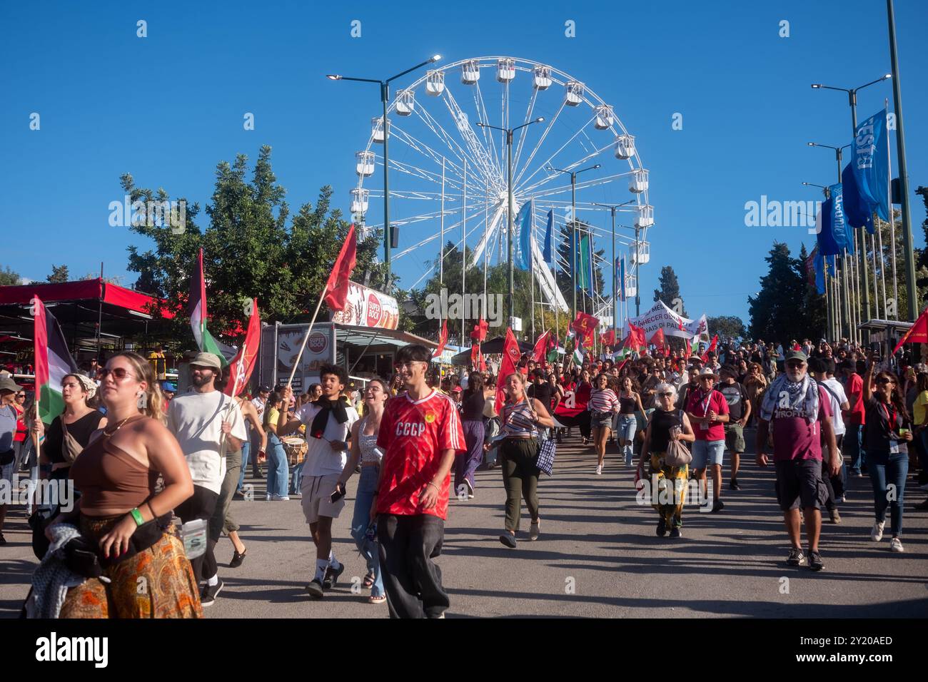 Der dritte Tag des Avante Festivals (Portugiesisch: Festa do Avante!), des jährlichen Kulturfestivals der Kommunistischen Partei Portugals, in Seixal, Stockfoto
