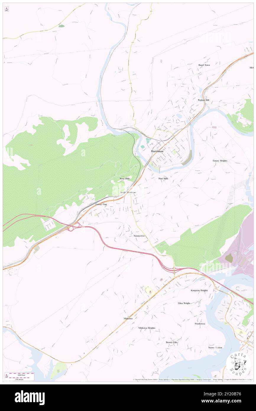 South Harriman, Roane County, USA, USA, Tennessee, n 35 55' 14'', S 84 33' 50'', Karte, Cartascapes Map, veröffentlicht 2024. Erkunden Sie Cartascapes, eine Karte, die die vielfältigen Landschaften, Kulturen und Ökosysteme der Erde enthüllt. Reisen Sie durch Zeit und Raum und entdecken Sie die Verflechtungen der Vergangenheit, Gegenwart und Zukunft unseres Planeten. Stockfoto