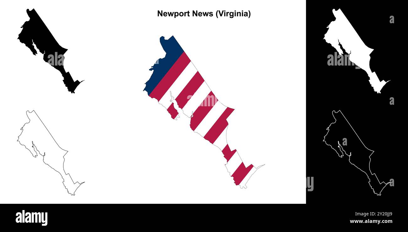 Newport News County (Virginia) Umrisskarten Set Stock Vektor