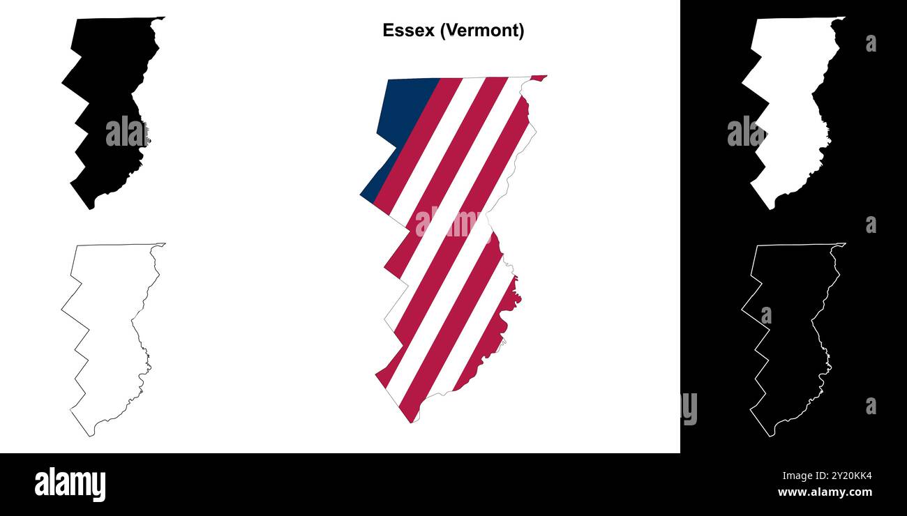 Essex County (Vermont) Umrisskarten Set Stock Vektor