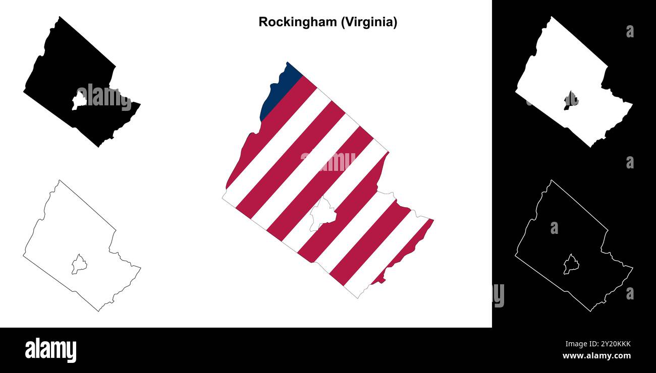 Rockingham County (Virginia) Umrisskarten Set Stock Vektor