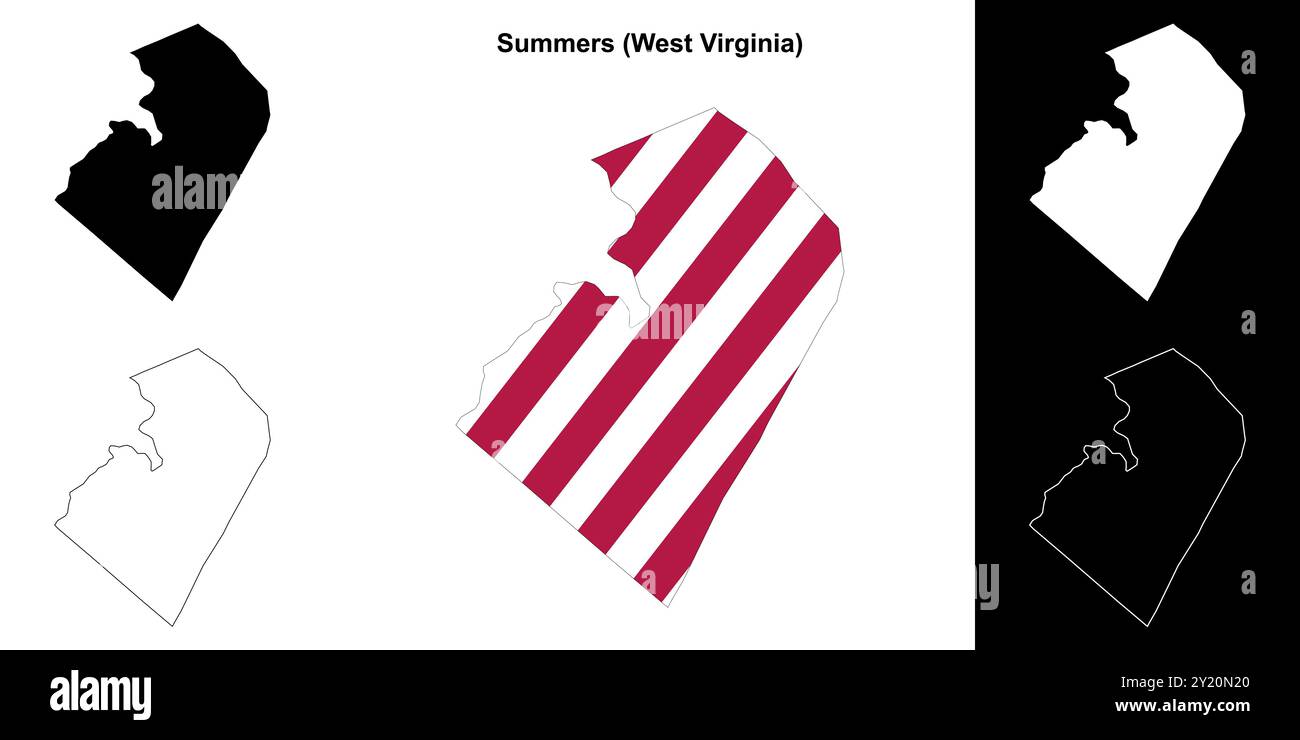 Summers County (West Virginia) Umrisskarten Set Stock Vektor